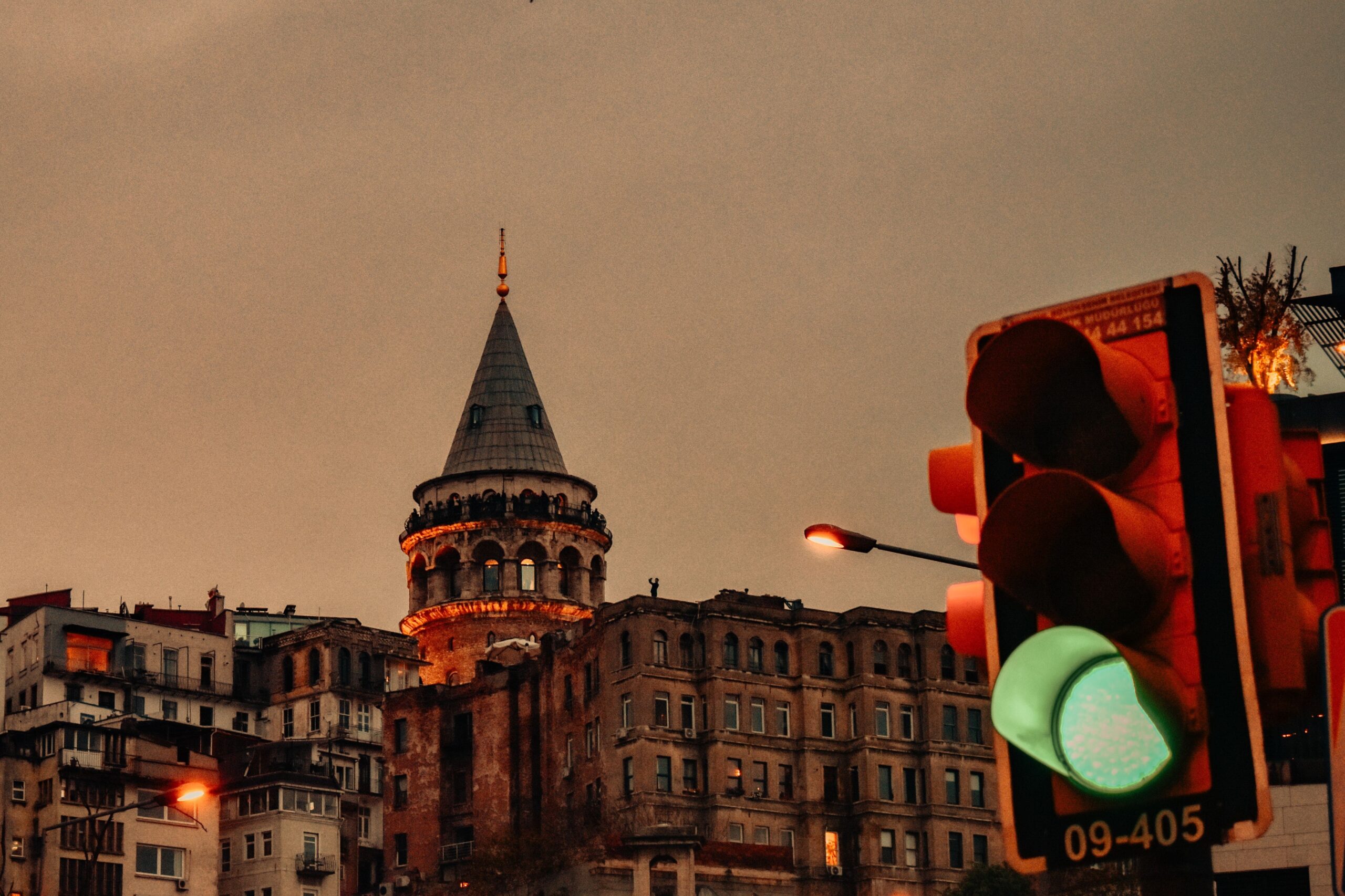 galata tower walking route pastel rooftops